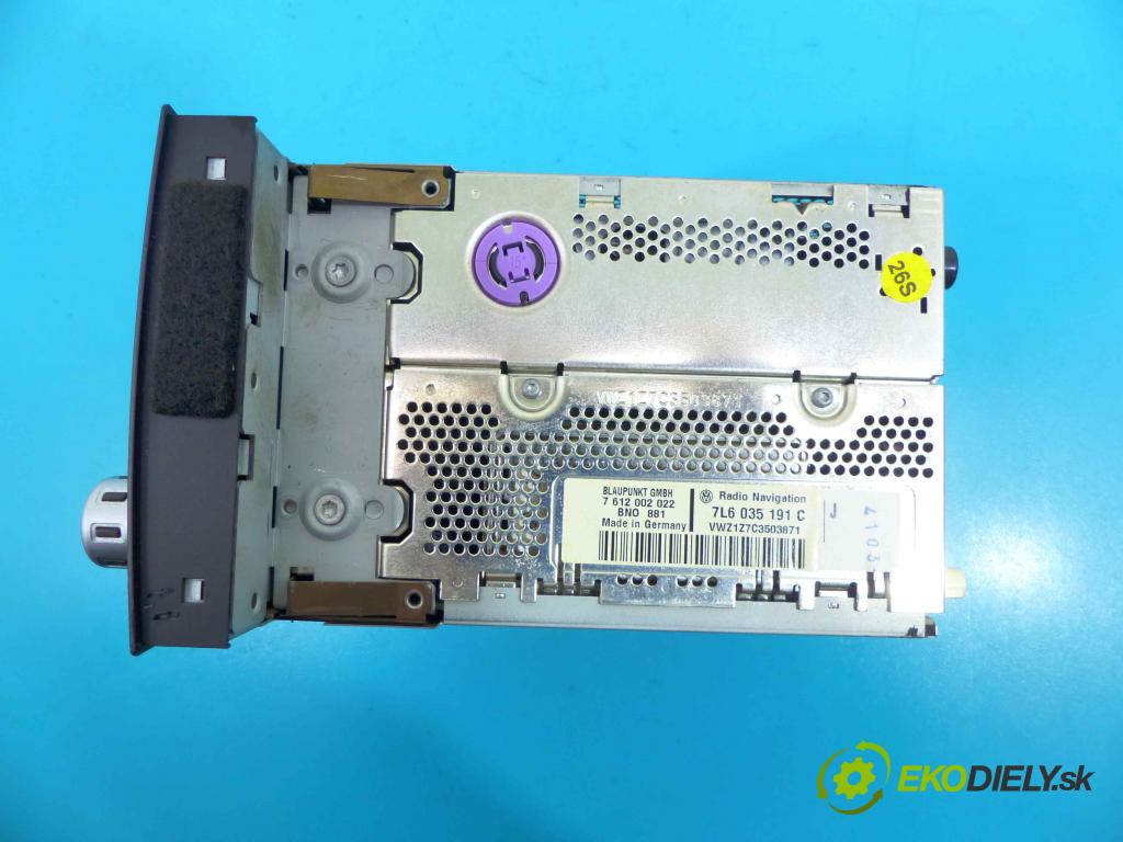 Vw Touareg I 2002-2010 2.5 tdi 174 HP manual 128 kW 2461 cm3 5- Radio továreň: 7L6035191C