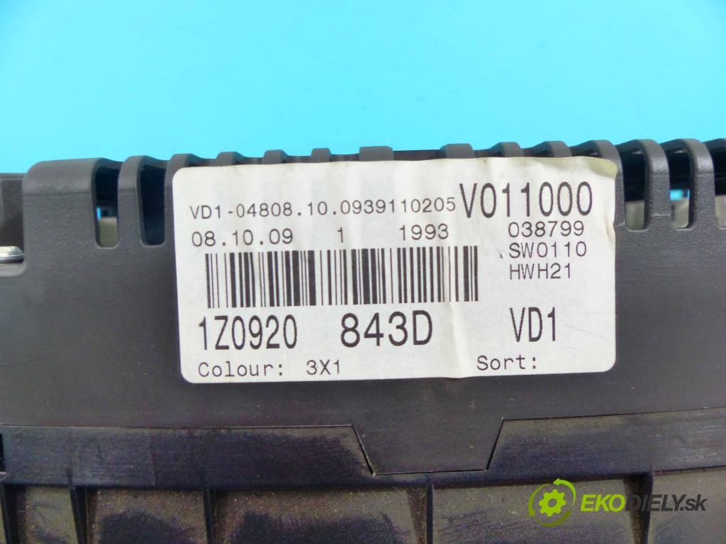 Skoda Octavia II 2004-2013 1.9 tdi 105 hp manual 77 kW 1900 cm3 5- Přístrojová deska 1Z0920843D (Přístrojové desky, displeje)