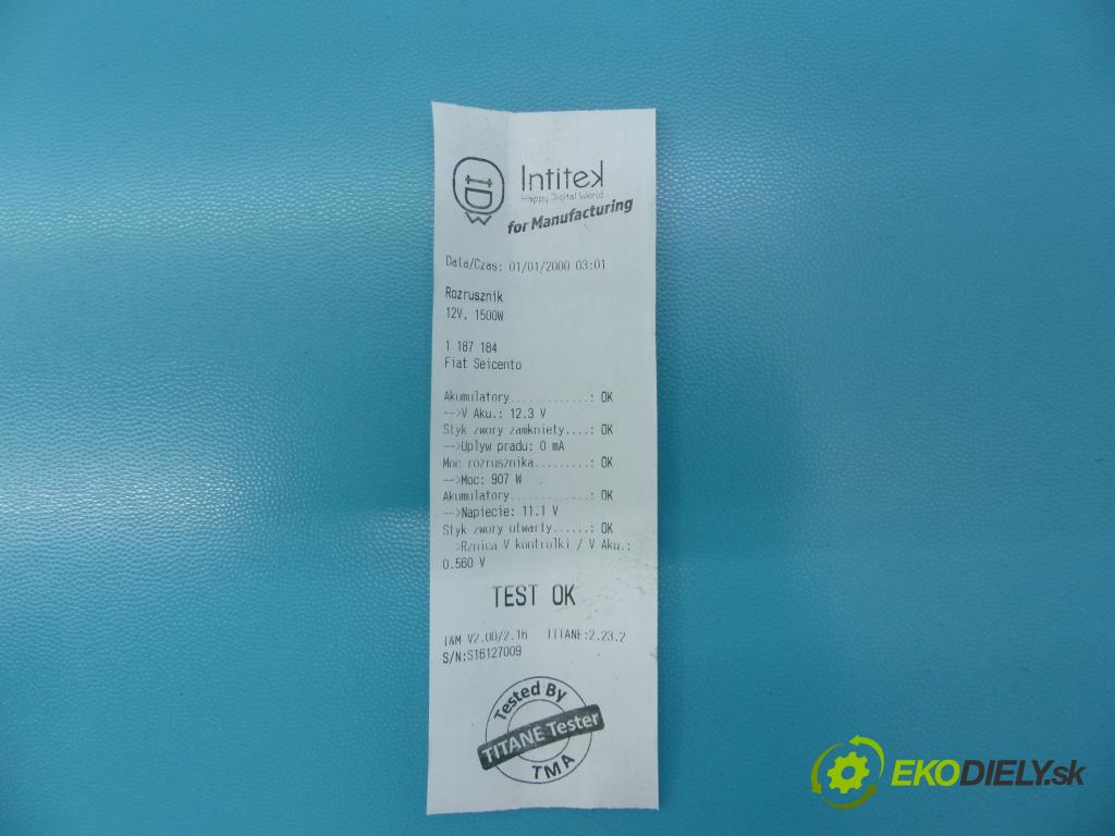 Fiat Seicento 0.9 39 HP manual 29 kW 899 cm3 3- štartér  (Štartéry)