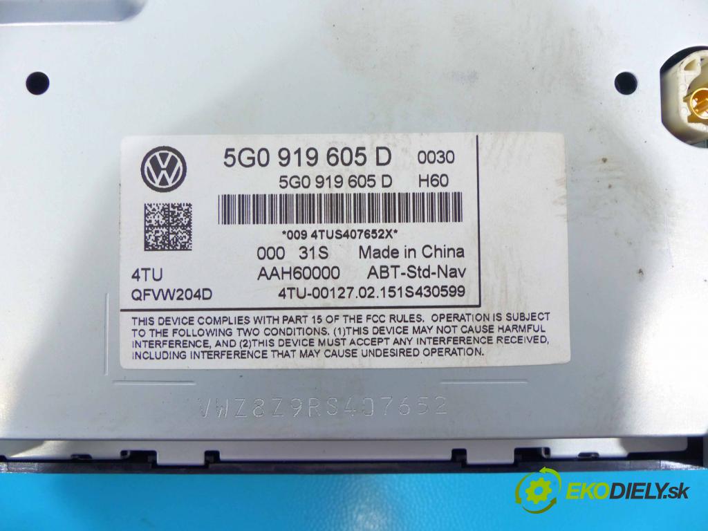Vw Golf VII 2012-2020 2.0 tdi 150 HP manual 110 kW 1968 cm3 5- Radio továreň: 5G0919605D