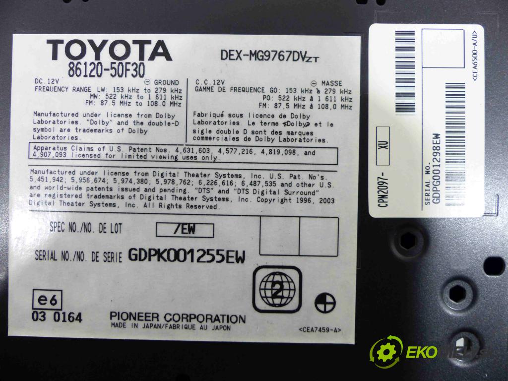 Lexus LS IV 2006-2017 5.0 V8 394KM: automatic 290 kW 4969 cm3 4- Radio originál 86120-50F30