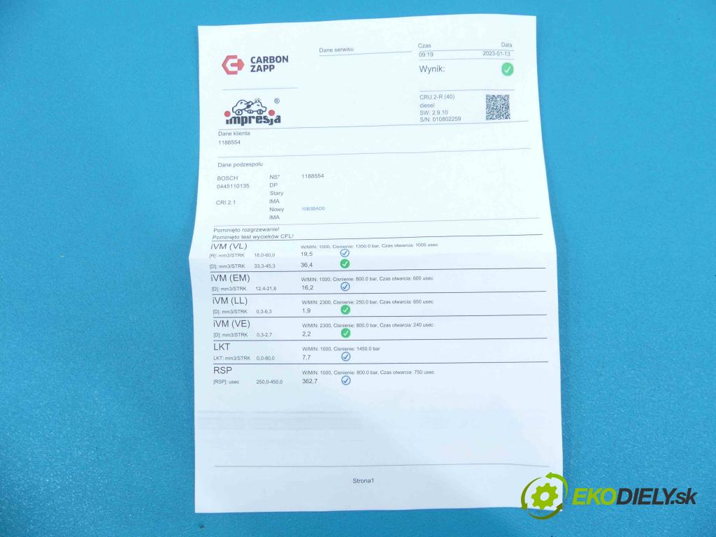Peugeot 307 1.4 hdi 68 HP manual 50 kW 1398 cm3 3- vstrek 0445110135 (Vstrekovače)
