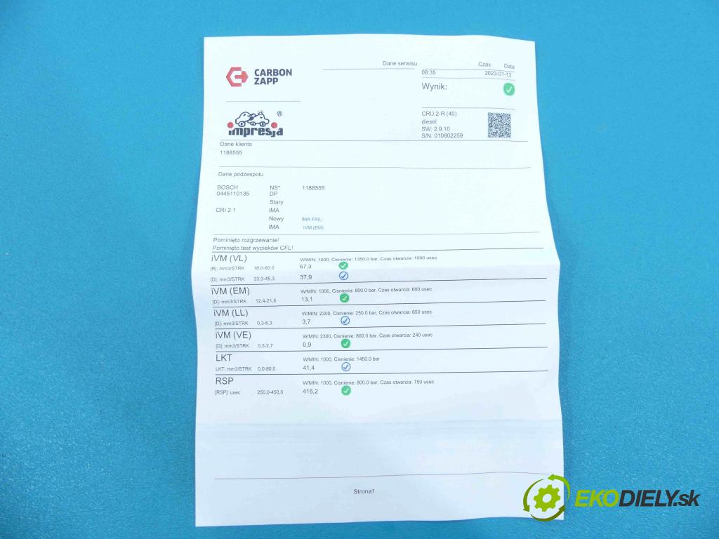 Peugeot 307 1.4 hdi 68 HP manual 50 kW 1398 cm3 3- vstrek 0445110135 (Vstrekovače)