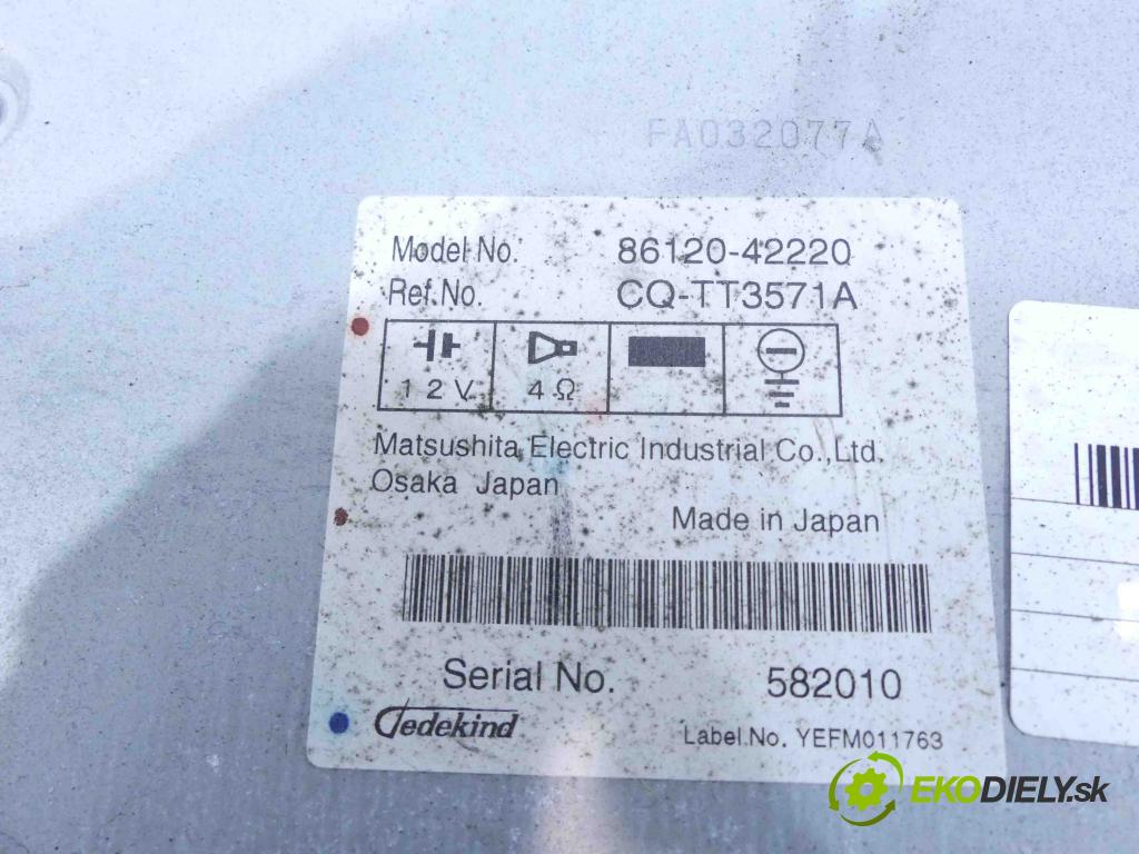 Toyota Rav4 III 2005-2012 2.2 D-CAT 177 HP manual 130 kW 2231 cm3 5- Radio továreň: 86120-42220