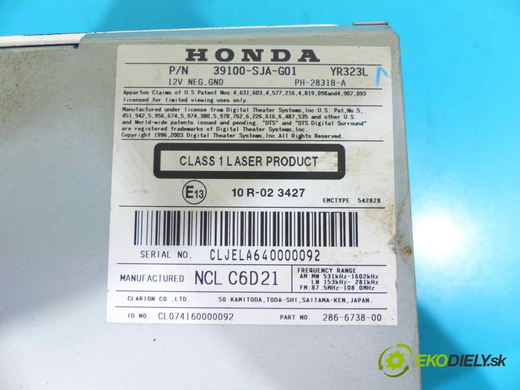 Honda Legend IV 2004-2012 3.5 V6 295HP automatic 217 kW 3471 cm3 4- Radio továreň: 39100-SJA-G01