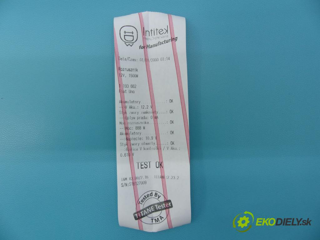 Fiat Uno 1.0 45KM manual 33 kW 999 cm3 5- štartér 63101008 (Štartéry)