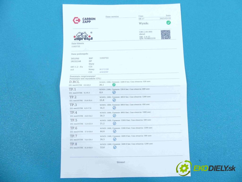 Renault Megane II 2003-2008 1.5 dci 101 hp manual 74 kW 1461 cm3 5- vstřikovač 28232248ES (Vstřikovač paliva)