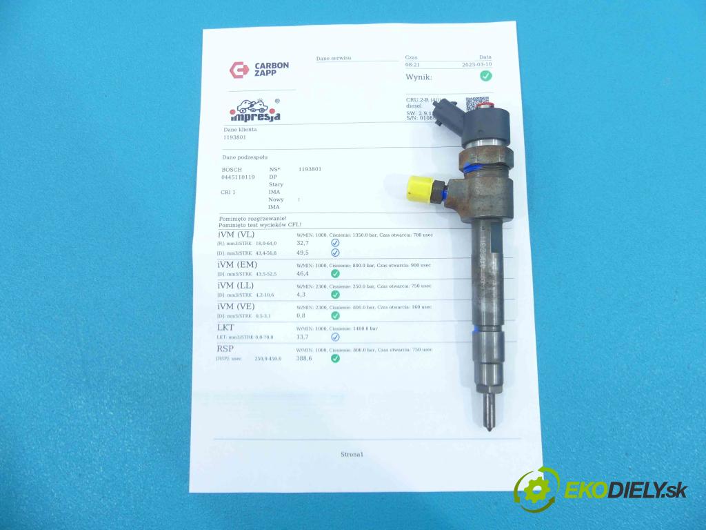 Alfa romeo 147 1.9 jtd 116 HP manual 85 kW 1910 cm3 5- vstrek 0445110119 (Vstrekovač paliva)