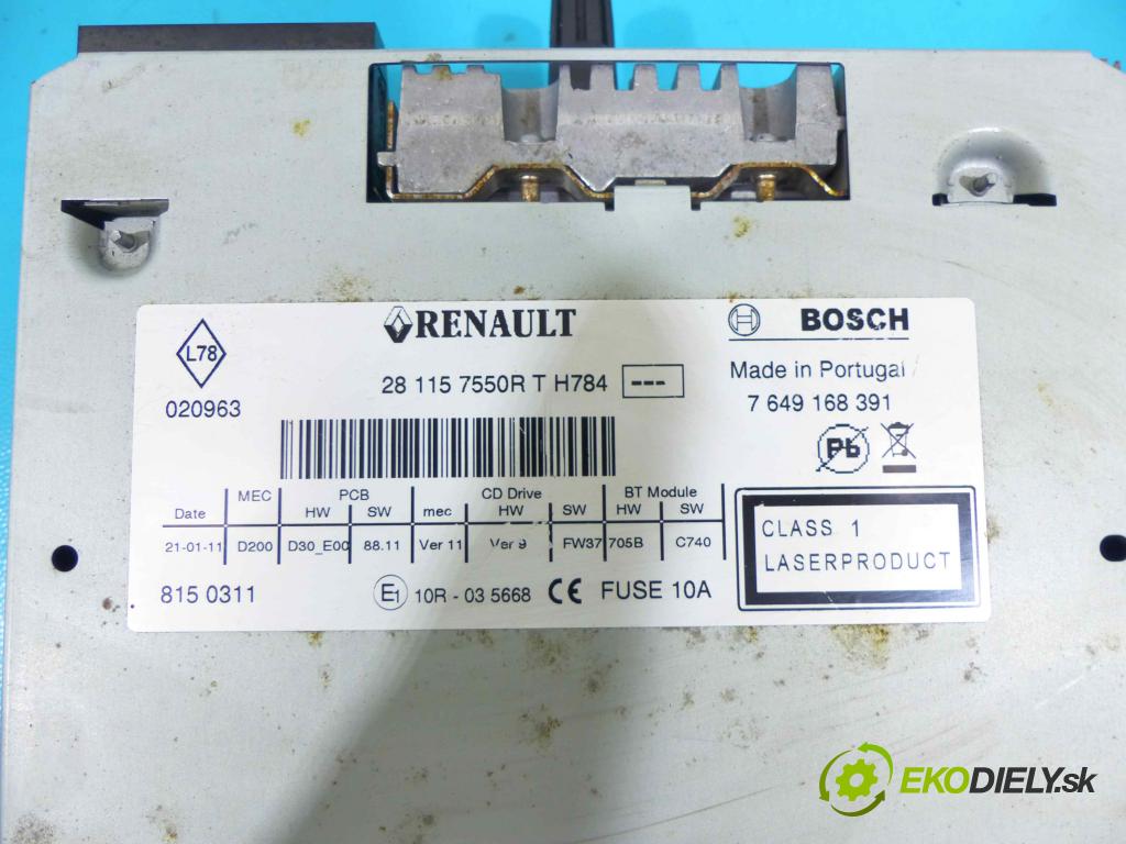 Renault Megane III 2008-2016 1.6 16v 110 HP manual 81 kW 1598 cm3 5- Radio továreň: 4649168391