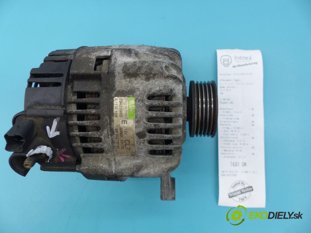 Peugeot 206 1.1 60 hp manual 44,1 kW 1124 cm3 3- Alternator 9638216180 (Alternátory)