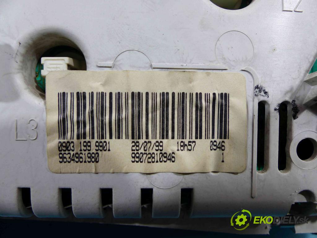 Peugeot 206 1.1 60 HP manual 44,1 kW 1124 cm3 3- prístrojovka/ budíky 9634961980 (Prístrojové dosky, displeje)