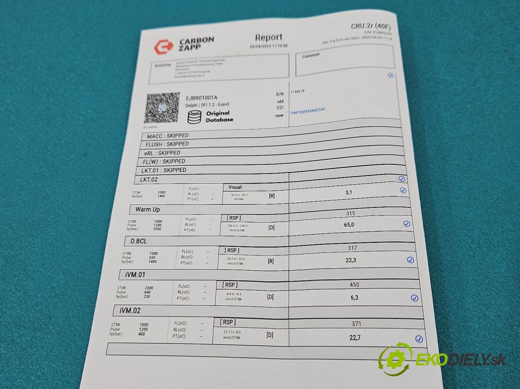 Citroen C3 I 2002-2009 1.6 hdi 109 HP manual 80 kW 1560 cm3 5- vstrek EJBR01001A (Vstrekovač paliva)