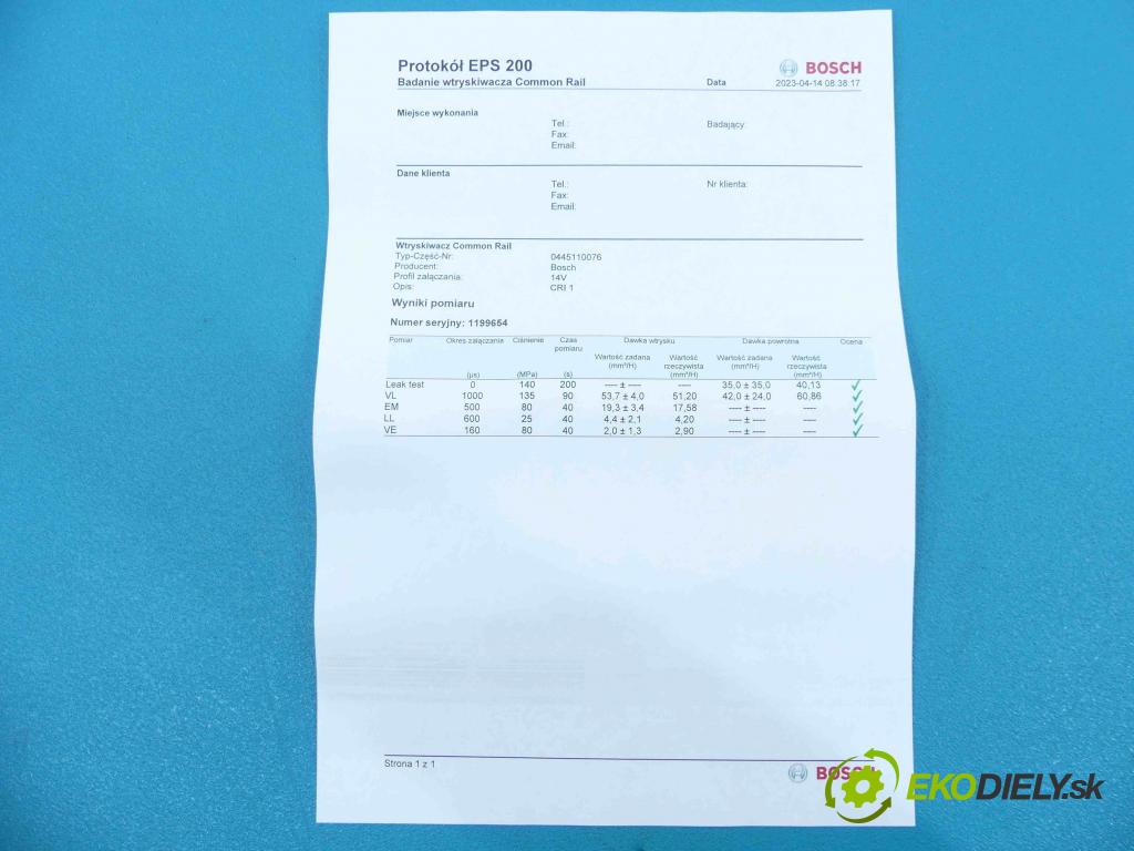 Citroen Xsara Picasso 2.0 hdi 90 HP manual 66 kW 1997 cm3 5- vstrek 0445110076 (Vstrekovače)