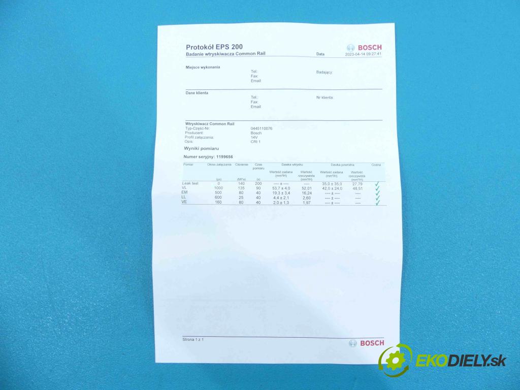 Citroen Xsara Picasso 2.0 hdi 90 HP manual 66 kW 1997 cm3 5- vstrek 0445110076 (Vstrekovače)