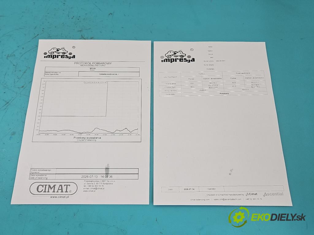 Audi A3 8L 1996-2003 1.9 tdi 110 hp manual 81 kW 1896 cm3 3- Turbodmychadlo repasováno 454195-1