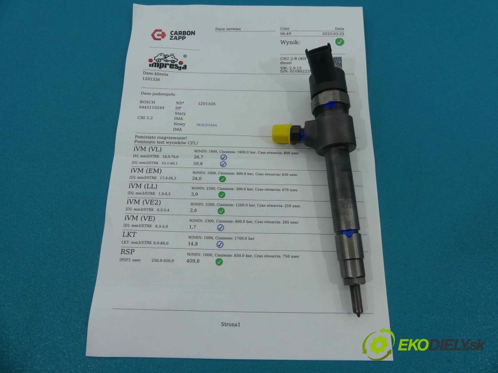 Fiat Croma II 2005-2010 1.9 jtd 120 HP manual 88 kW 1910 cm3 5- vstrek 0445110244 (Vstrekovače)