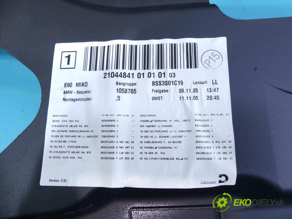 Bmw 3 E90 2005-2013 2.0 B 150 HP manual 110 kW 1995 cm3 5- operadlo 21044841 (Lakťové opierky)