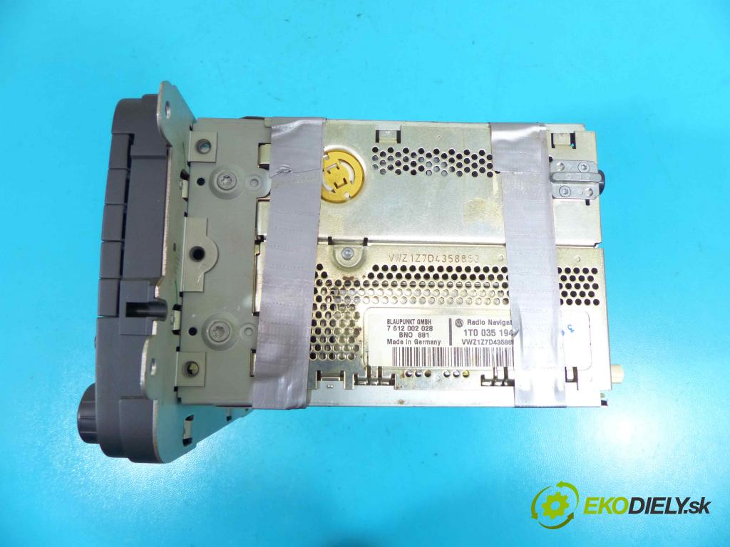 Vw Touran I 2003-2015 1.9 tdi 105 hp manual 77 kW 1896 cm3 5- Radio továrna: 1T0035194B