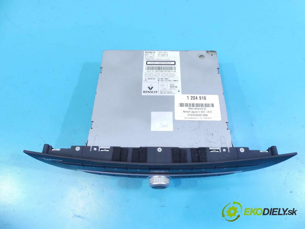 Renault Laguna III 2007-2015 2.0 T 16V 170 hp automatic 125 kW 1998 cm3 5- Radio továrna: 281150017R