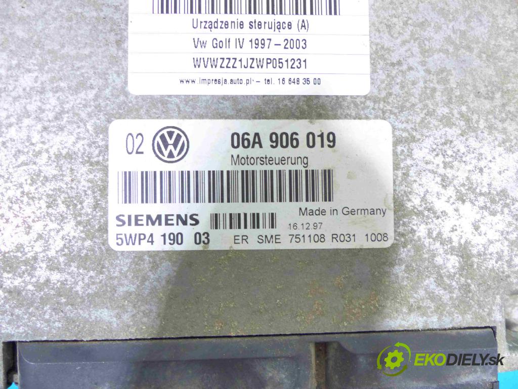 Vw Golf IV 1997-2003 1.6 SR 101 HP manual 74 kW 1595 cm3 5- Jednotka riadiaca 5WP419003