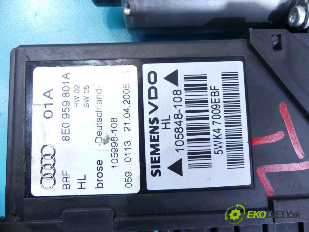 Audi A4 B7 2004-2008 1.9 tdi 116 hp manual 85 kW 1896 cm3 5- mechanismus stahování zadní levý 8E0959801A