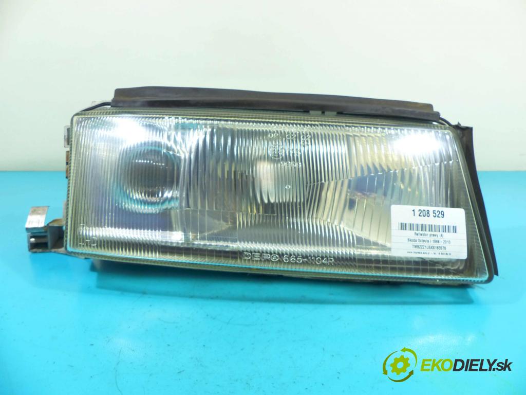 Skoda Octavia I 1996-2010 1.6 SR 101 HP manual 74 kW 1595 cm3 5- Reflektor: pravý  (Pravé)