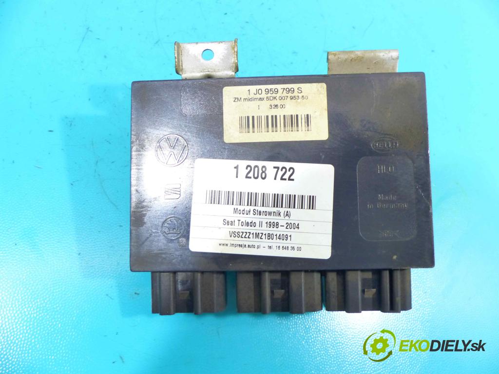 Seat Toledo II 1998-2004 1.9 tdi 90 HP manual 66 kW 1896 cm3 4- modul riadiaca jednotka 1J0959799S (Ostatné)