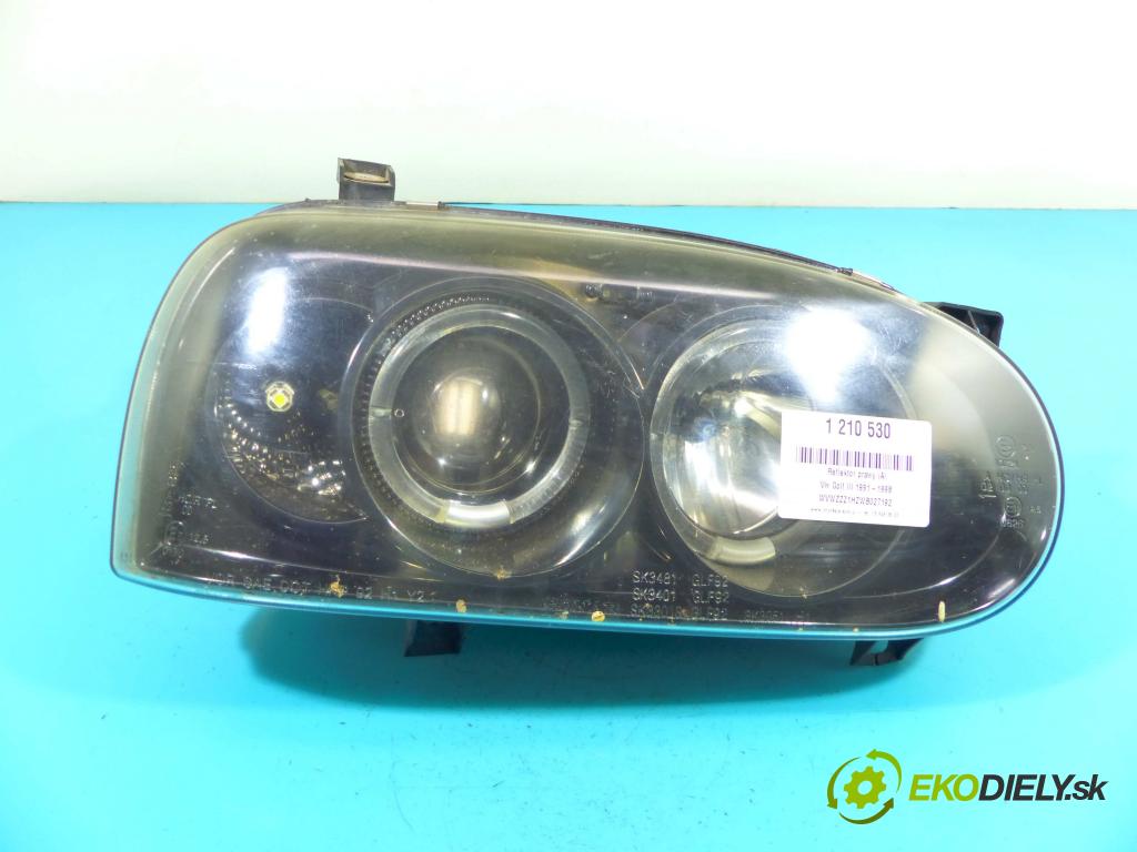 Vw Golf III 1991-1998 1.6 75 HP manual 55 kW 1598 cm3 5- Reflektor: pravý  (Pravé)