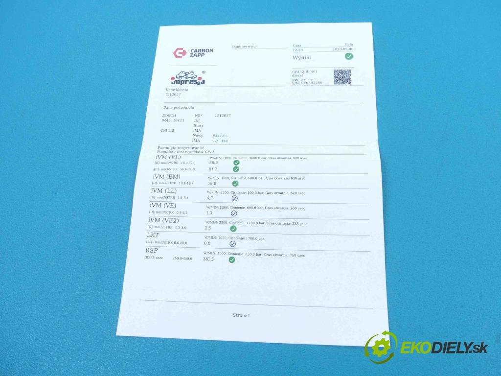 Hyundai Ix35 1.7 crdi 116 HP manual 85 kW 1685 cm3 5- vstrek 0445110411 (Vstrekovače)