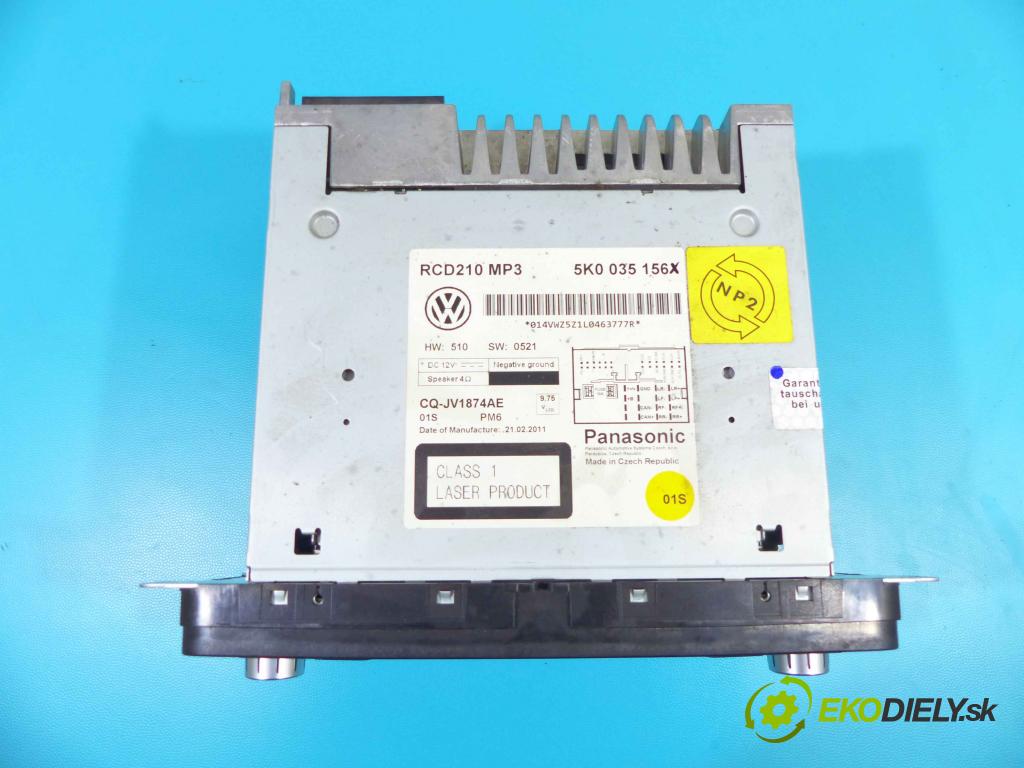 Vw Caddy III 2K 2003-2015 2.0 tdi 140 HP manual 103 kW 1968 cm3 5- Radio továreň: 5K0035156X