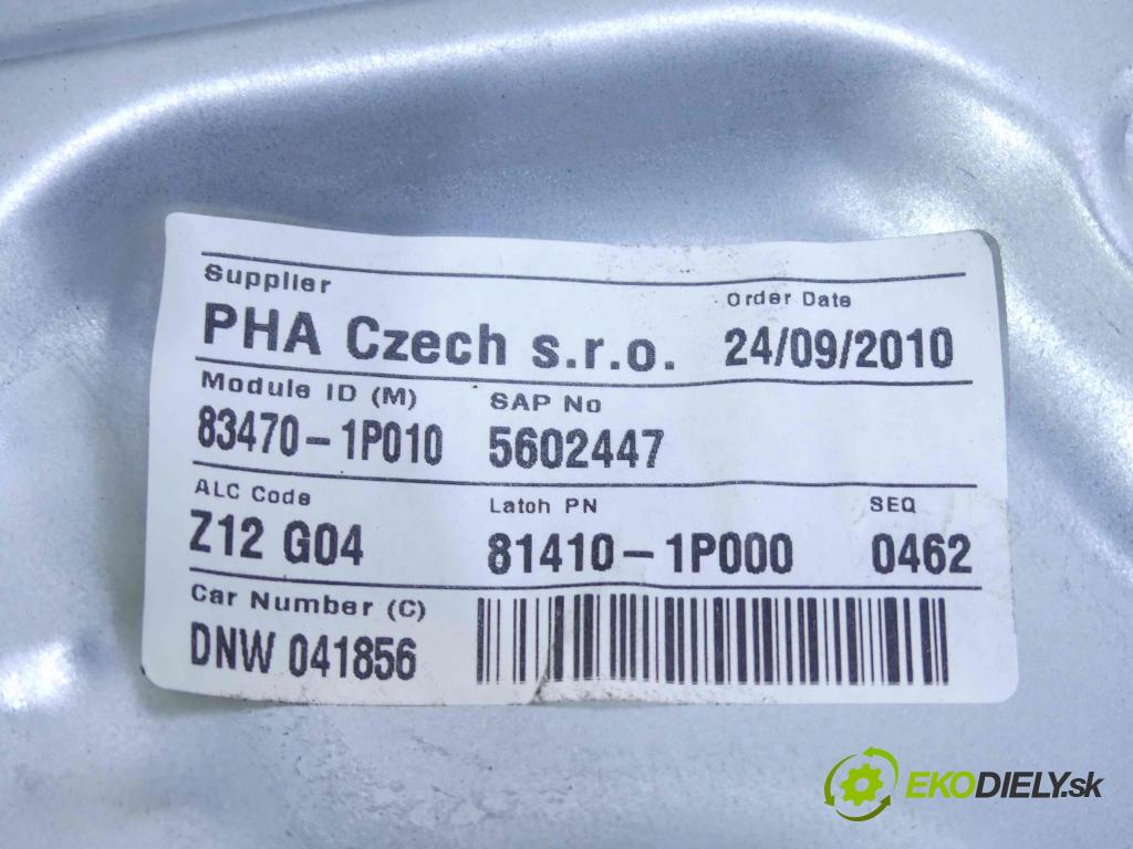 Kia Venga 1.6 16v 125 hp manual 92 kW 1591 cm3 5- mechanismus stahování zadní levý 0130822639