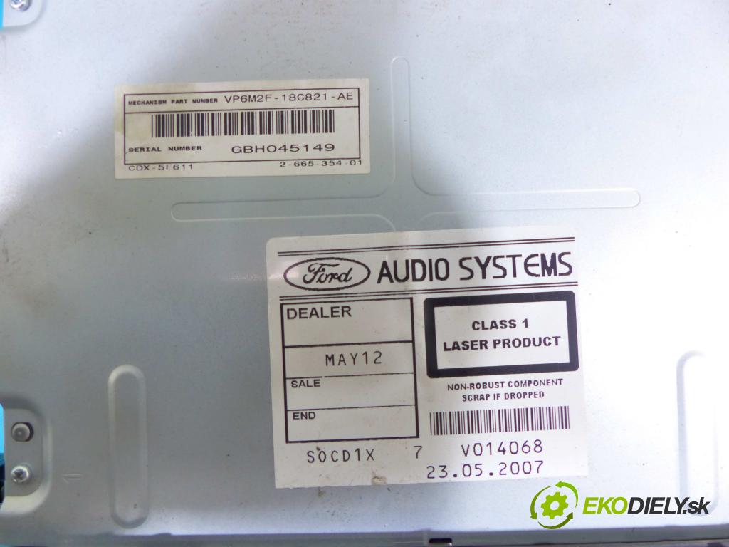 Ford Mondeo Mk4 2007-2014 2.0 16v 145 HP manual 107 kW 1999 cm3 5- Radio továreň: VP6M2F-18C821-AE