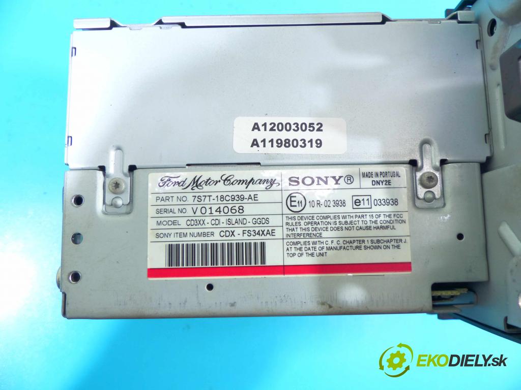 Ford Mondeo Mk4 2007-2014 2.0 16v 145 HP manual 107 kW 1999 cm3 5- Radio továreň: VP6M2F-18C821-AE