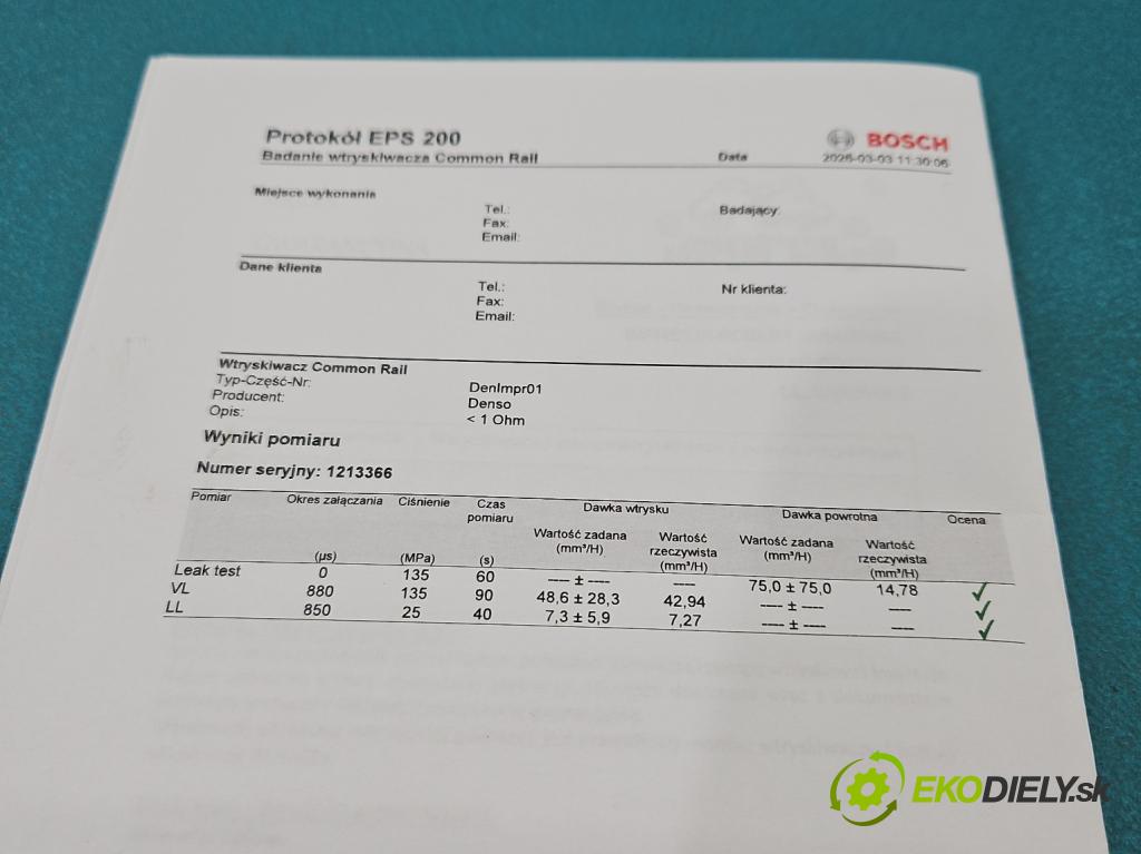 Opel Combo C 2001-2011 1.7 cdti 101 hp manual 74 kW 1686 cm3 5- vstřikovač 897313-8612 (Vstřikovač paliva)