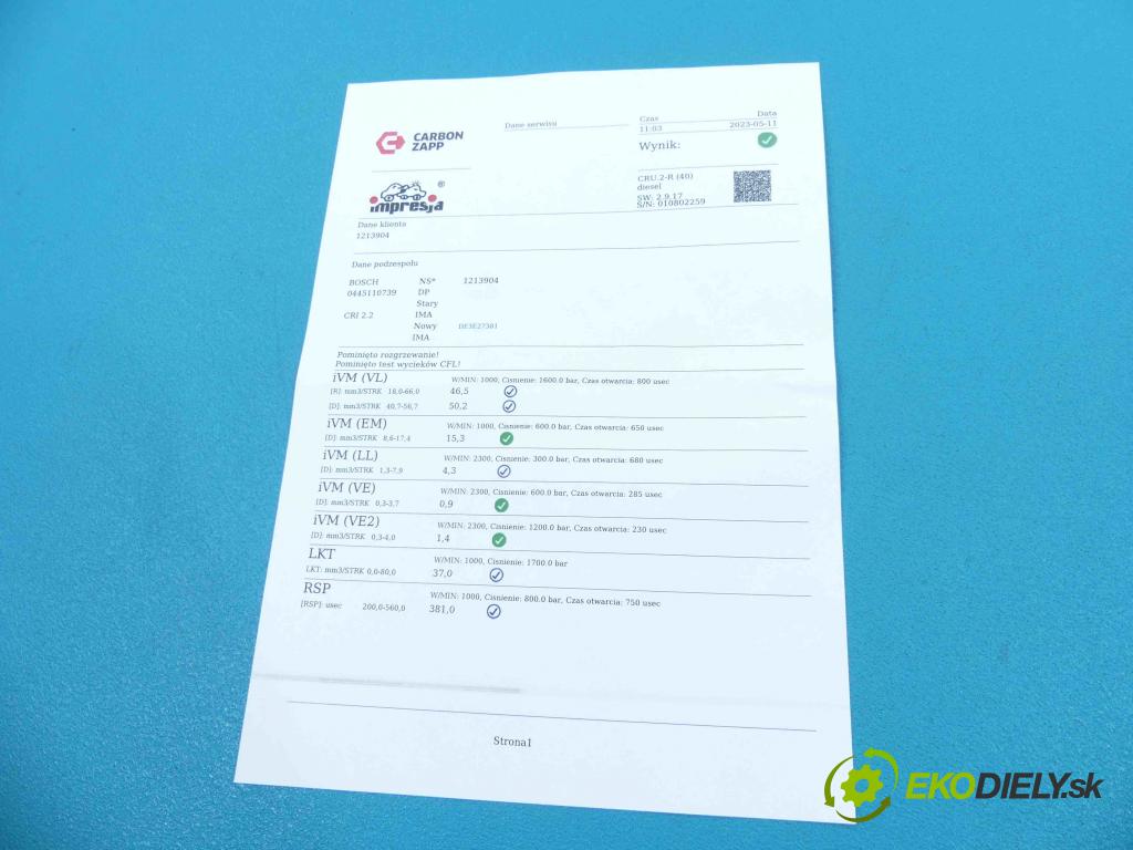 Citroen Berlingo II 2008-2018 1.6 hdi 92 HP manual 68 kW 1560 cm3 5- vstrek 0445110739 (Vstrekovače)