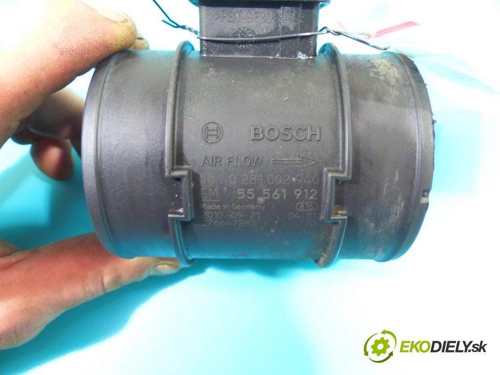 Opel Meriva B 2010-2017 1.7 cdti 110 HP manual 81 kW 1686 cm3 5- průtokoměr: 0281002940 (Váhy vzduchu)