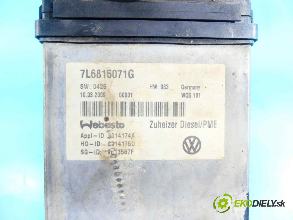 Vw Touareg I 2002-2010 2.5 tdi 174 hp automatic 128 kW 2461 cm3 5- Webasto 7L6815071G (Webasto ohřívače)