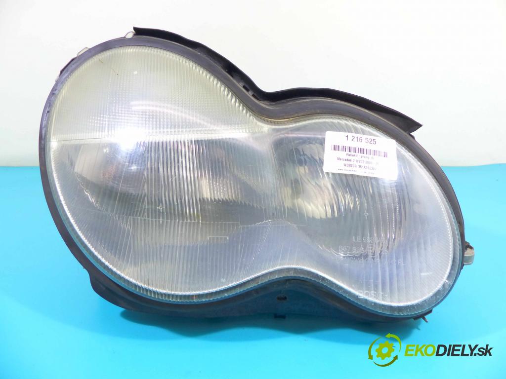 Mercedes C W203 2000-2007 2.0 129 HP manual 95 kW 1998 cm3 4- Reflektor: pravý 0301166202 (Pravé)