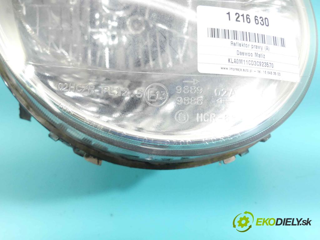 Daewoo Matiz 1.0 64 HP manual 47 kW 995 cm3 5- Reflektor: pravý  (Pravé)