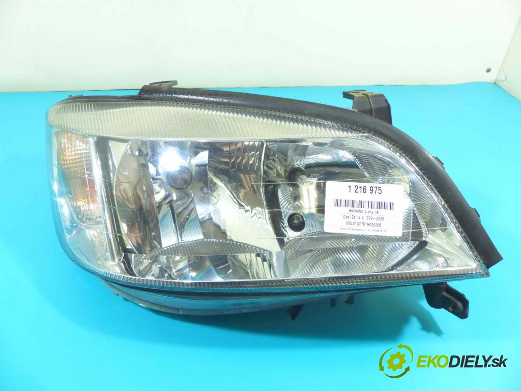 Opel Zafira A 1999-2005 2.0 dti 101 HP manual 74 kW 1995 cm3 5- Reflektor: pravý  (Pravé)