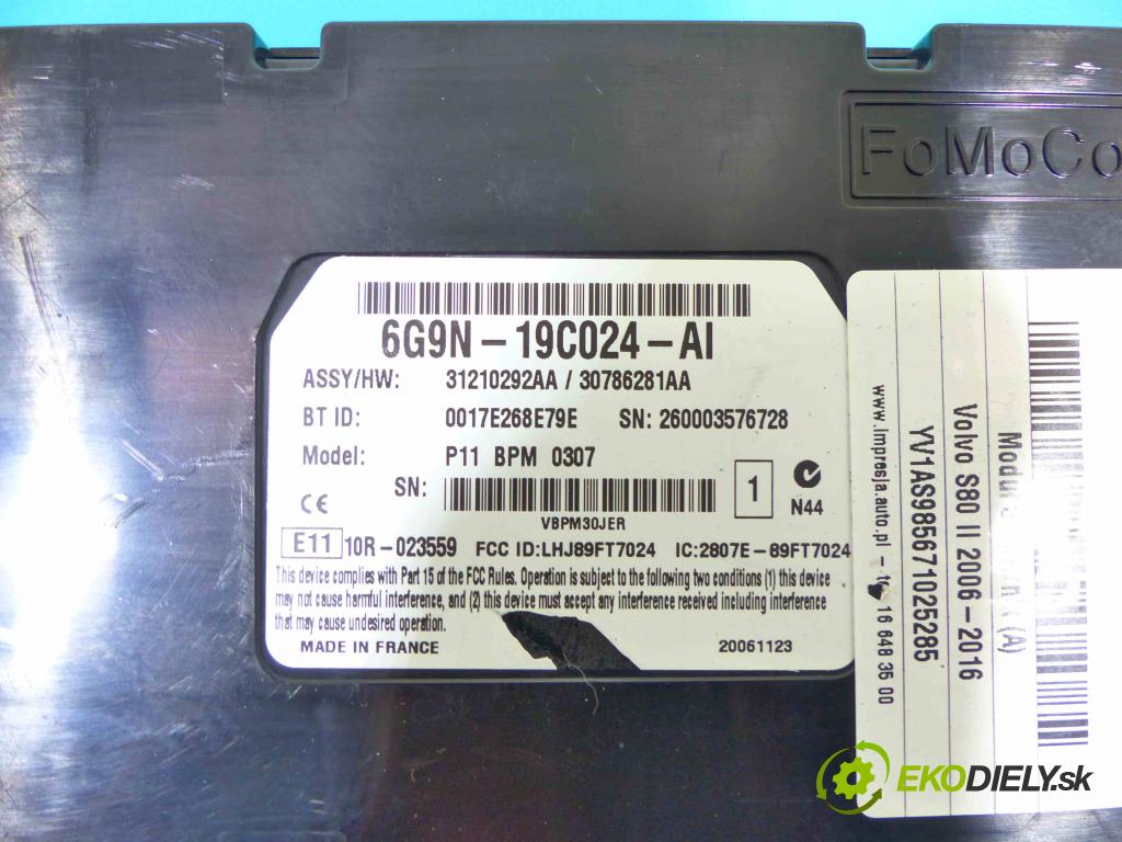 Volvo S80 II 2006-2016 3.2b 238HP automatic 175 kW 3192 cm3 4- modul riadiaca jednotka 6G9N-19C024-AI (Ostatné)