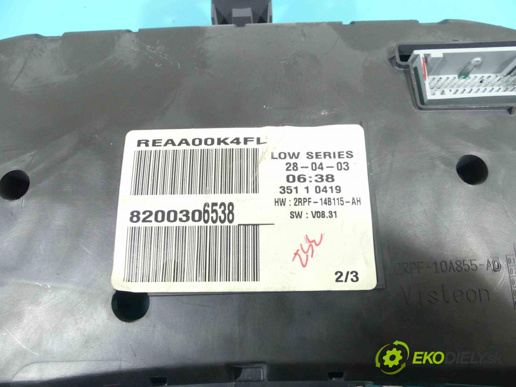 Renault Megane II 2003-2008 1.4 16v 98 HP manual 72 kW 1390 cm3 5- prístrojovka/ budíky 8200306538 (Prístrojové dosky, displeje)