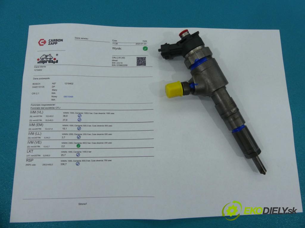 Peugeot 206 1.4 HDi 68 HP  50 kW 1400 cm3 3- vstrek 0445110135 (Vstrekovače)