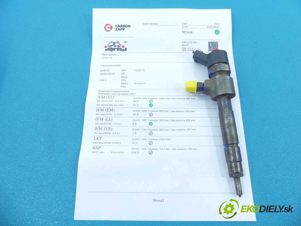 Fiat Punto II 1999-2010 1.9 jtd 101 HP manual 74 kW 1910 cm3 3- vstrek 0445110112 (Vstrekovače)