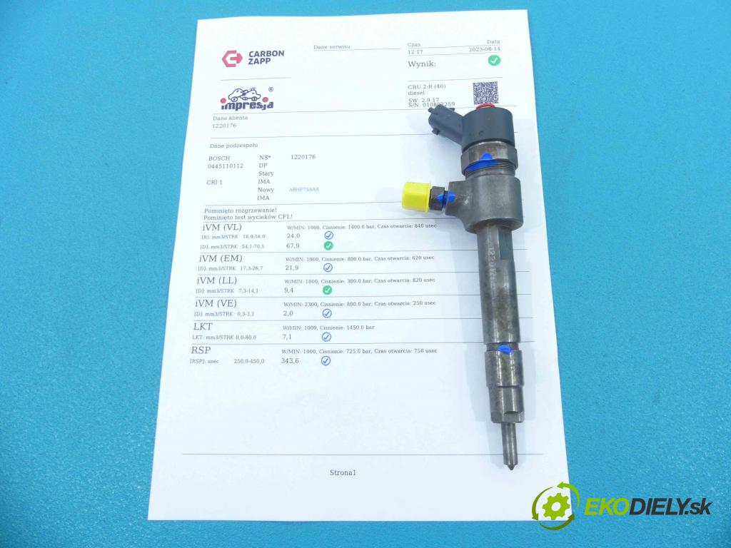 Fiat Punto II 1999-2010 1.9 jtd 101 HP manual 74 kW 1910 cm3 3- vstrek 0445110112 (Vstrekovače)