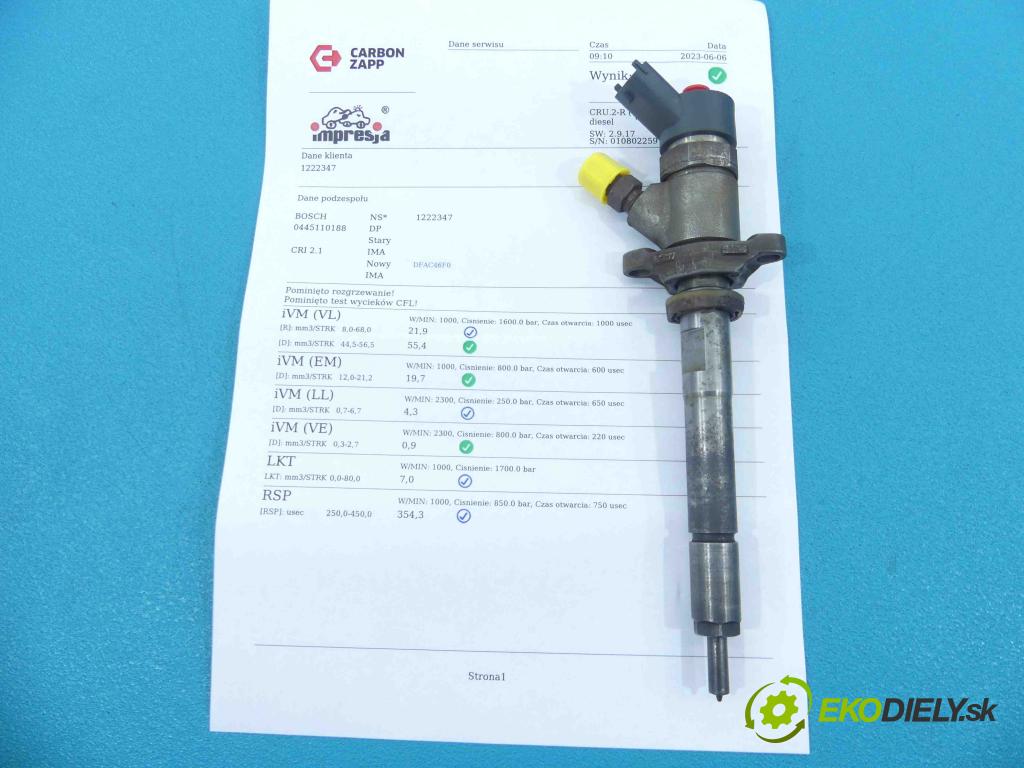 Mazda 3 I BK 2003-2009 1.6 citd 109 HP manual 80 kW 1560 cm3 4- vstrek 0445110188 (Vstrekovače)