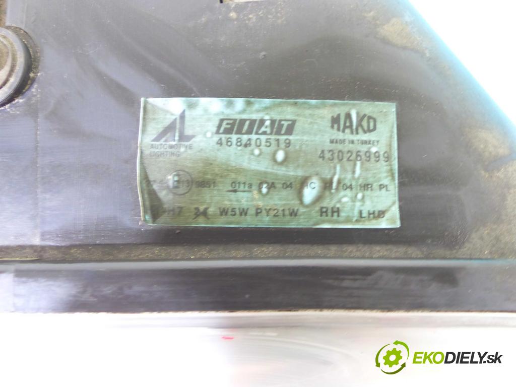Fiat Palio II 2002-2006 1.6 16v 103 HP manual 76 kW 1596 cm3 5- Reflektor: pravý 46840519 (Pravé)