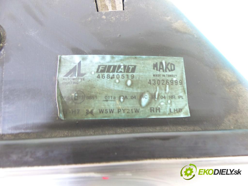 Fiat Palio II 2002-2006 1.6 16v 103 HP manual 76 kW 1596 cm3 5- Reflektor: pravý 46840519 (Pravé)