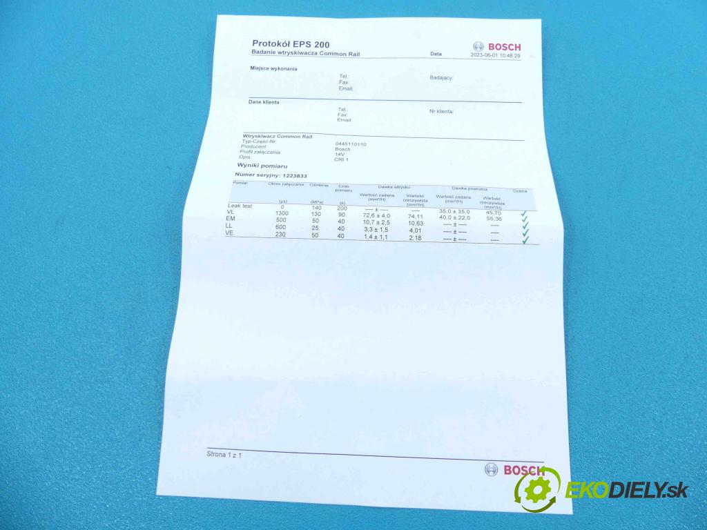 Renault Megane II 2003-2008 1.9 dci 120 HP manual 88 kW 1870 cm3 3- vstrek 0445110110 (Vstrekovače)