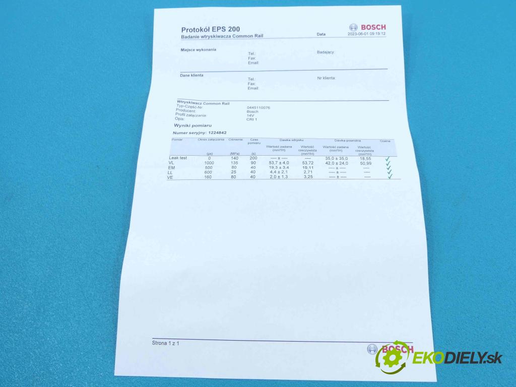 Citroen C5 I 2001-2008 2.0 hdi 109 HP manual 80 kW 1997 cm3 5- vstrek 0445110076 (Vstrekovače)
